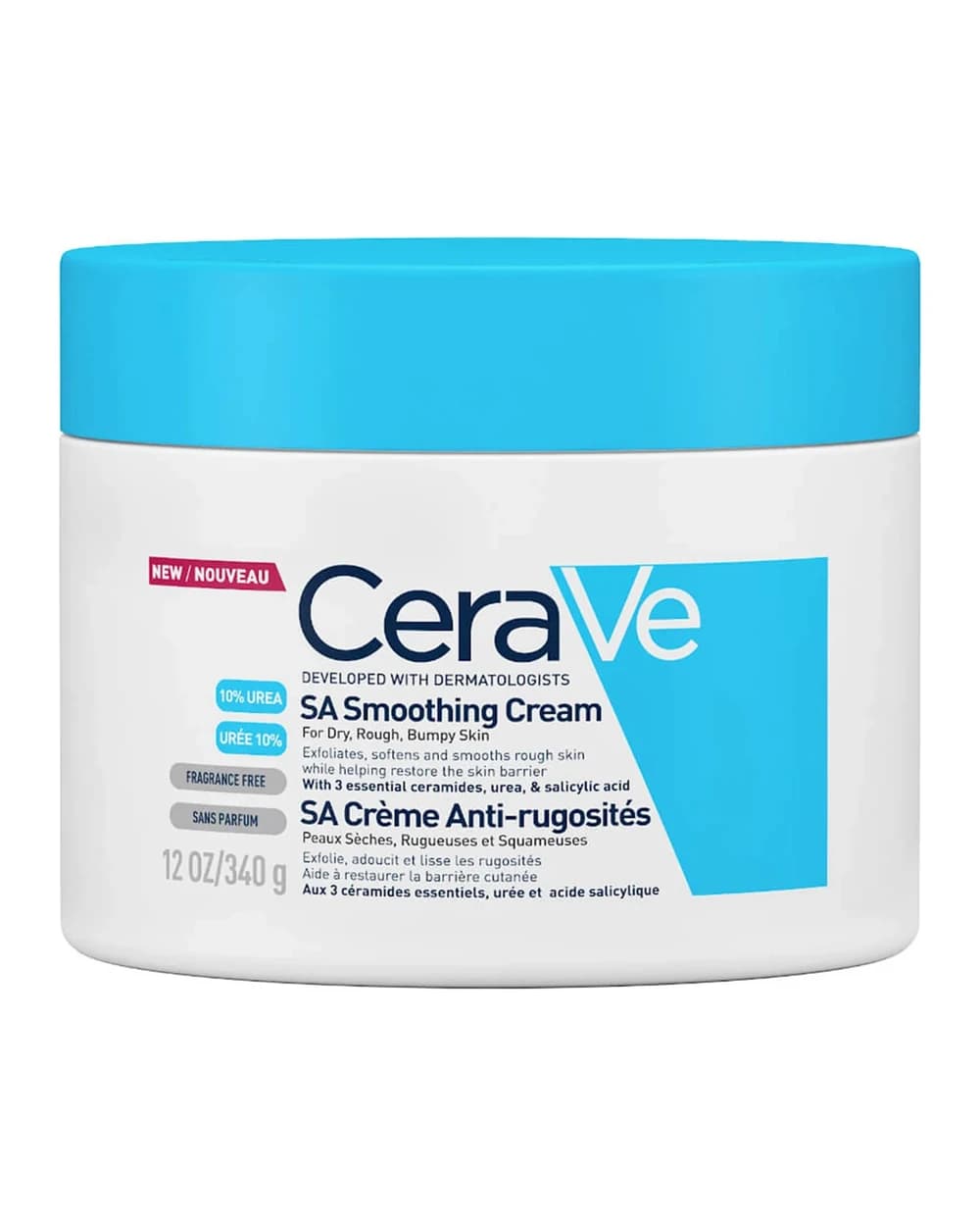 CeraVe SA Crema Levigante con Acido Salicilico per Pelle Secca, Ruvida e Irregolare 340 g