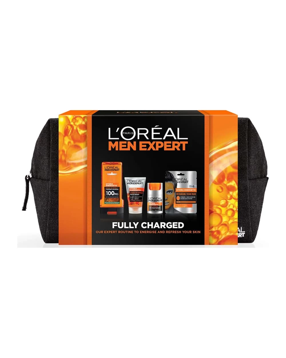 Set Regalo per Lui L'Oreal Paris Men Expert Fully Charged Washbag 4 Piece