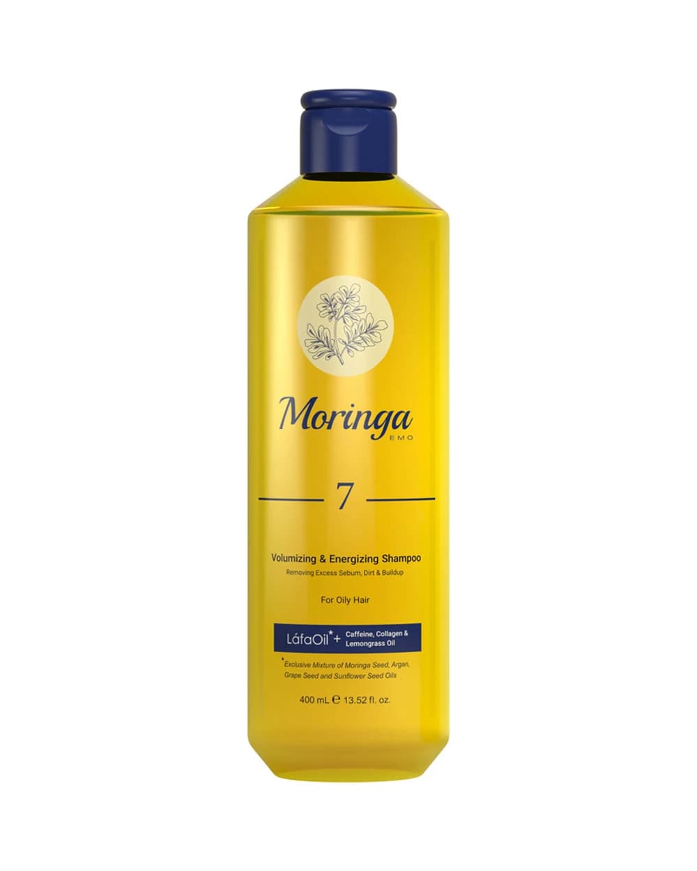 شامپو حجم دهنده و انرژی بخش موهای چرب 7 مورینگا امو 400ml