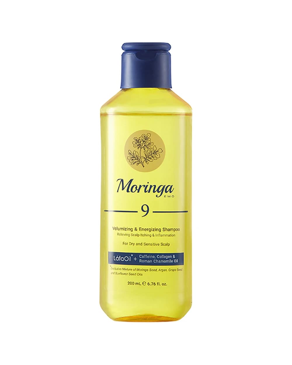 شامپو حجم دهنده و انرژی بخش پوست سر خشک و حساس 9 مورینگا امو 200ml