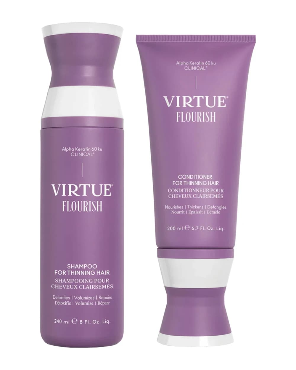VIRTUE Flourish Shampoo and Conditioner for Thinning Hair Bundle