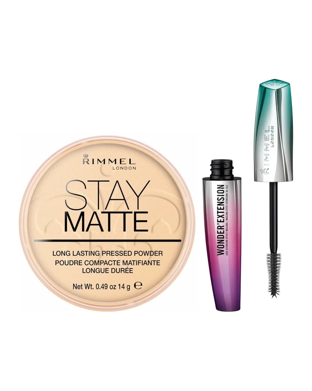 Rimmel Stay Matte Pressed Powder and Wonder Extension Mascara Bundle