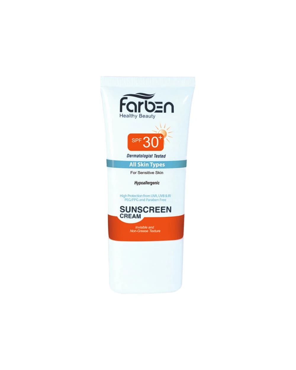 ضد آفتاب بی رنگ SPF30 مناسب پوست حساس فاربن 50ml