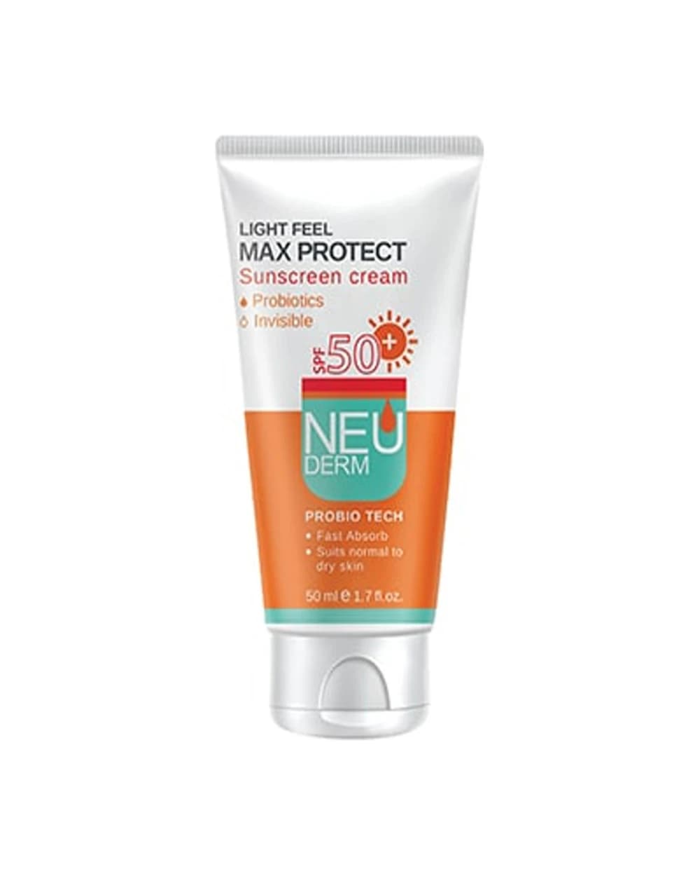 ضد آفتاب بی رنگ پوست های نرمال تا خشک Max Protect SPF50 نئودرم 50ml
