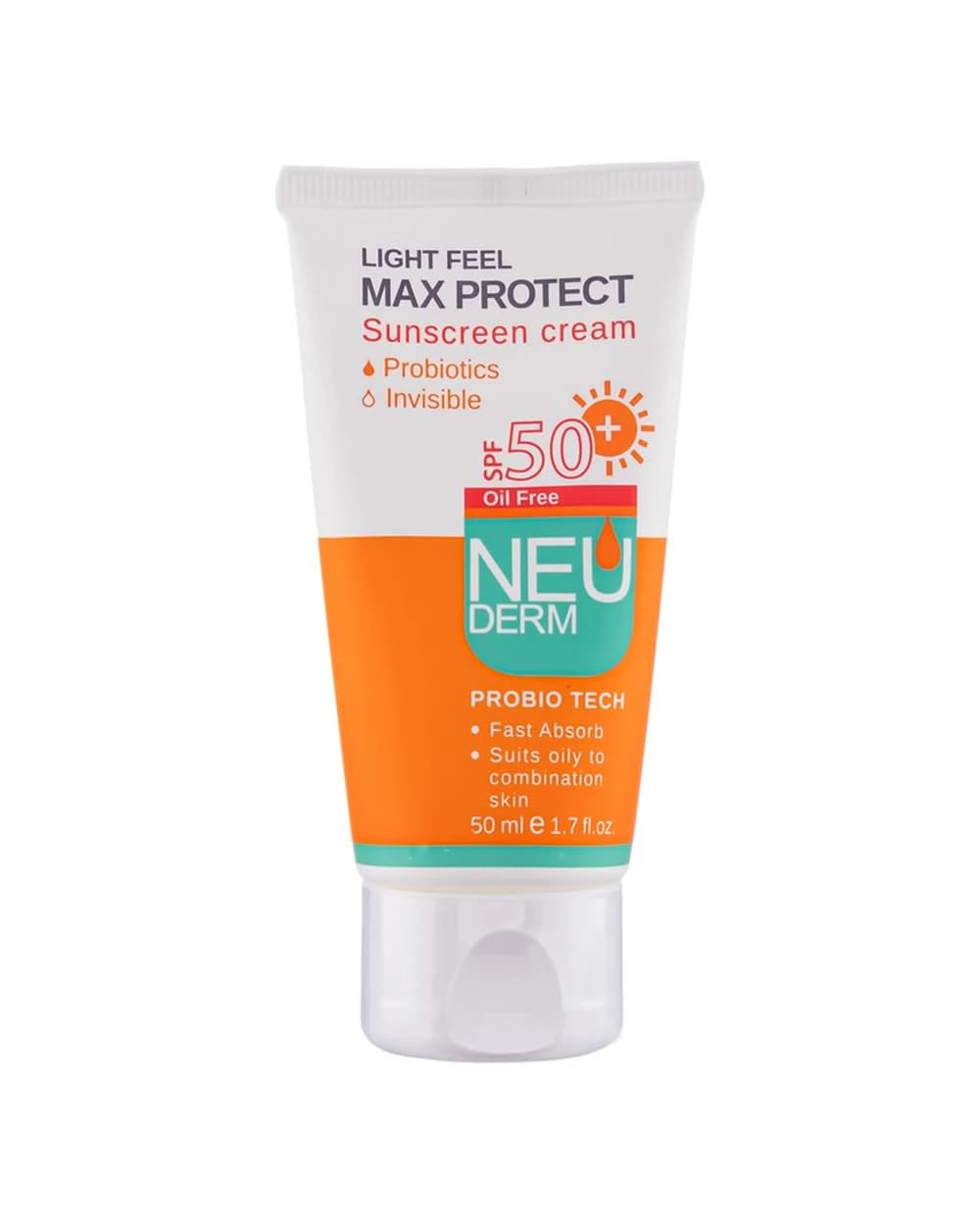 ضد آفتاب بی رنگ پوست های چرب تا مختلط Max Protect SPF50 نئودرم 50ml