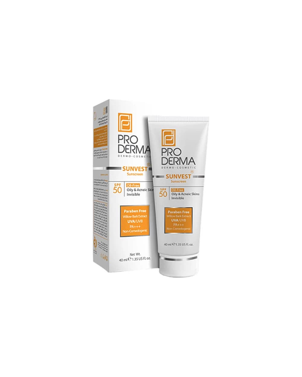 کرم ضد آفتاب فاقد چربی SPF50 بی رنگ پرودرما 40ml