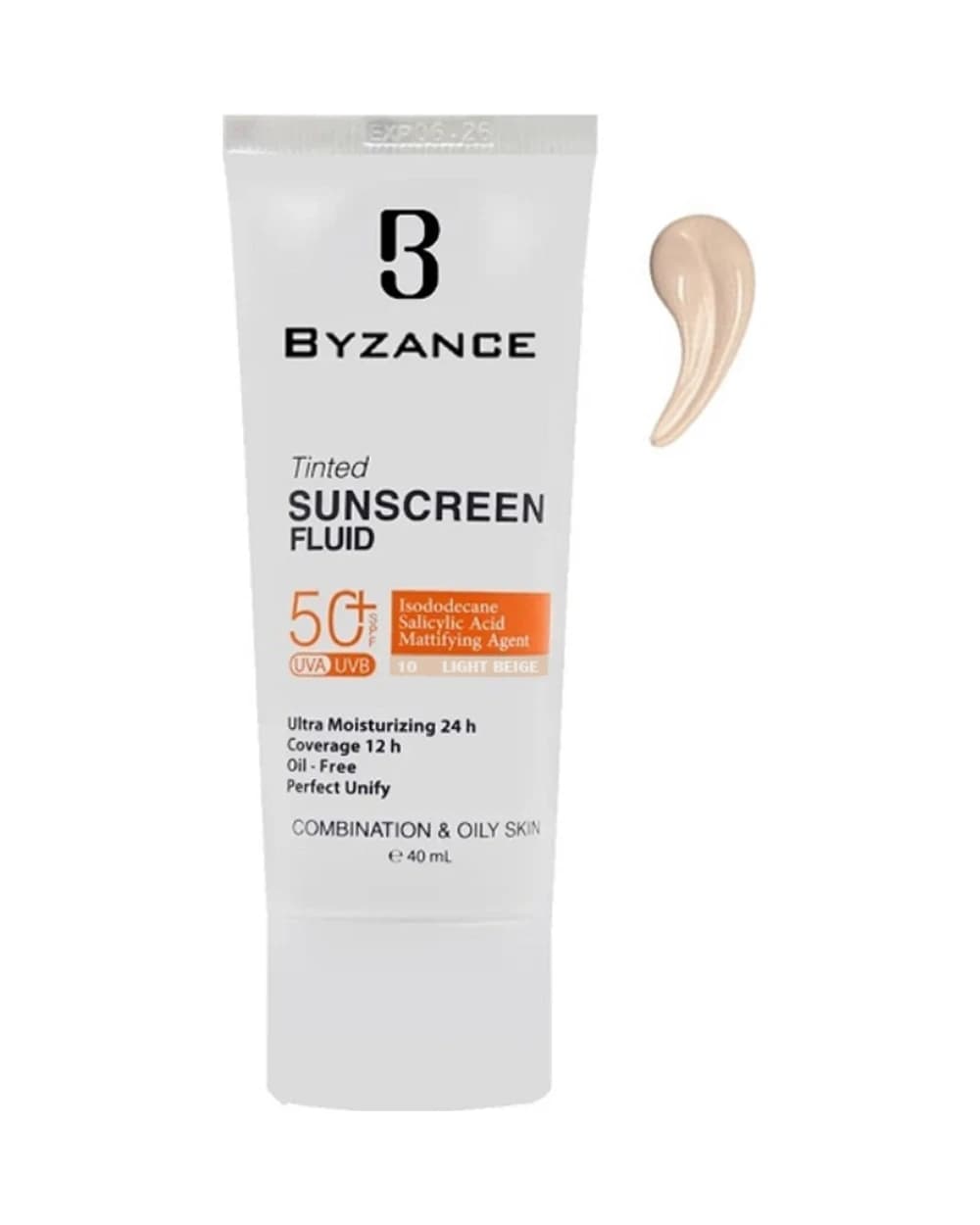 ضد آفتاب فلوئیدی رنگی SPF50 بیزانس پوست چرب و مختلط