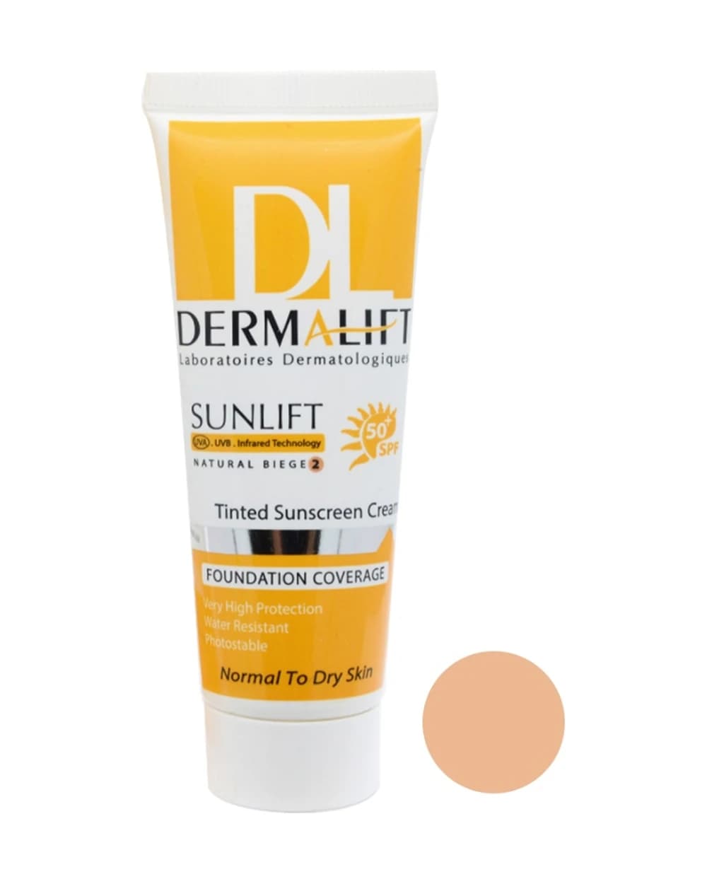 کرم ضد آفتاب رنگی درمالیفت SPF50 پوست معمولی و خشک