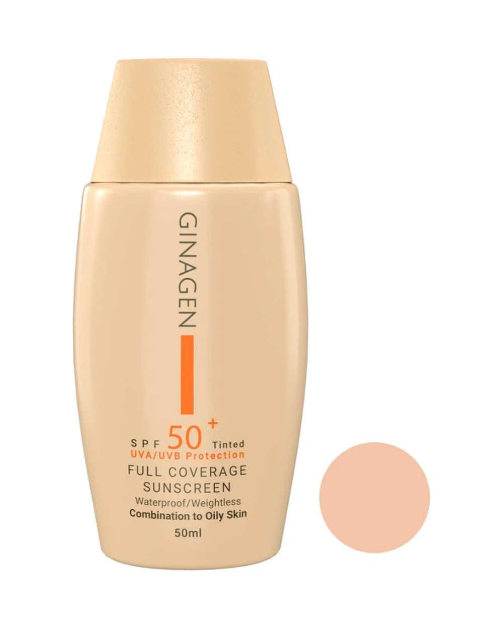 کرم ضد آفتاب رنگی ژیناژن SPF50 پوست چرب و مختلط