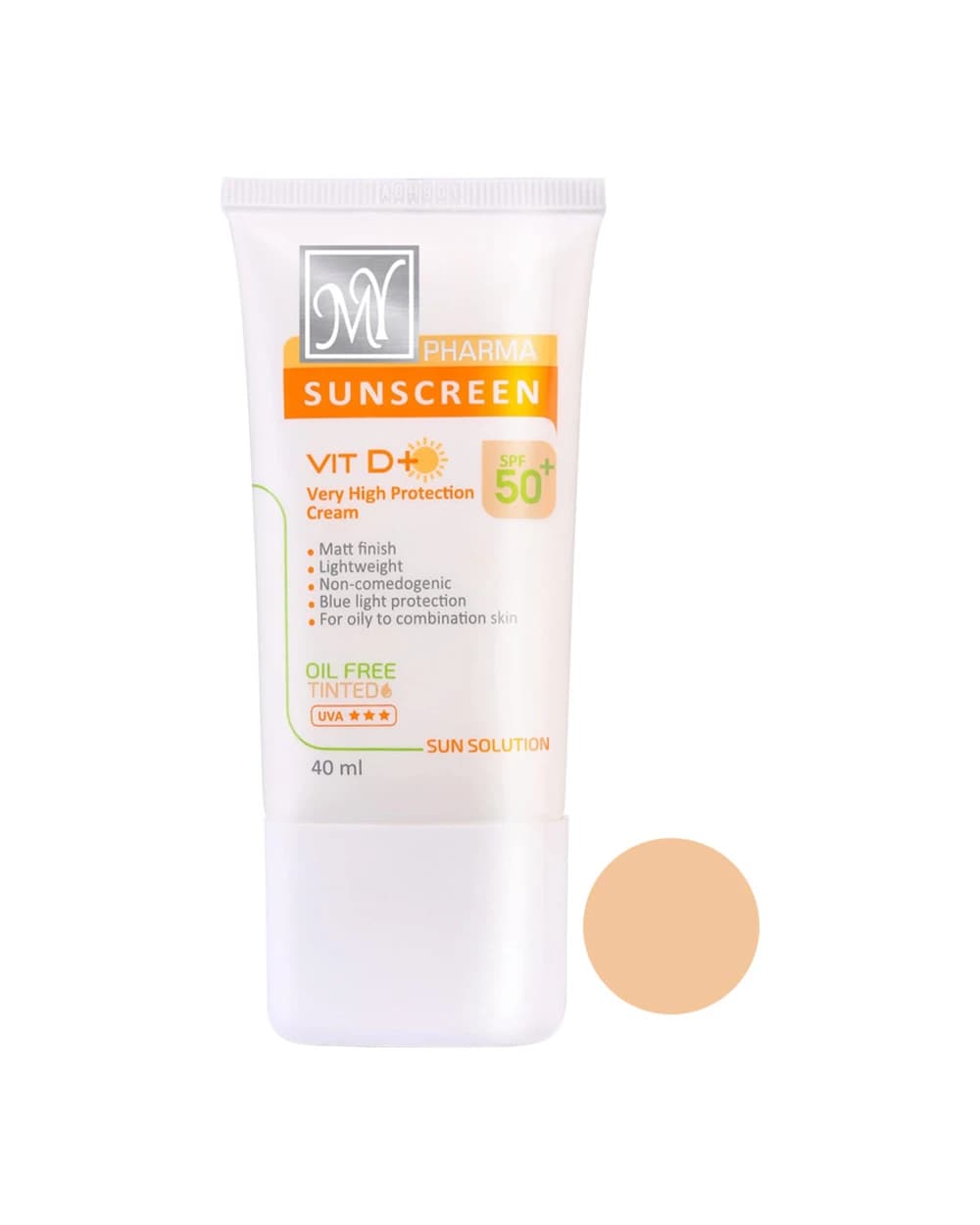 کرم ضد آفتاب فاقد چربی Vit D رنگی SPF50 مای فارما 40ml