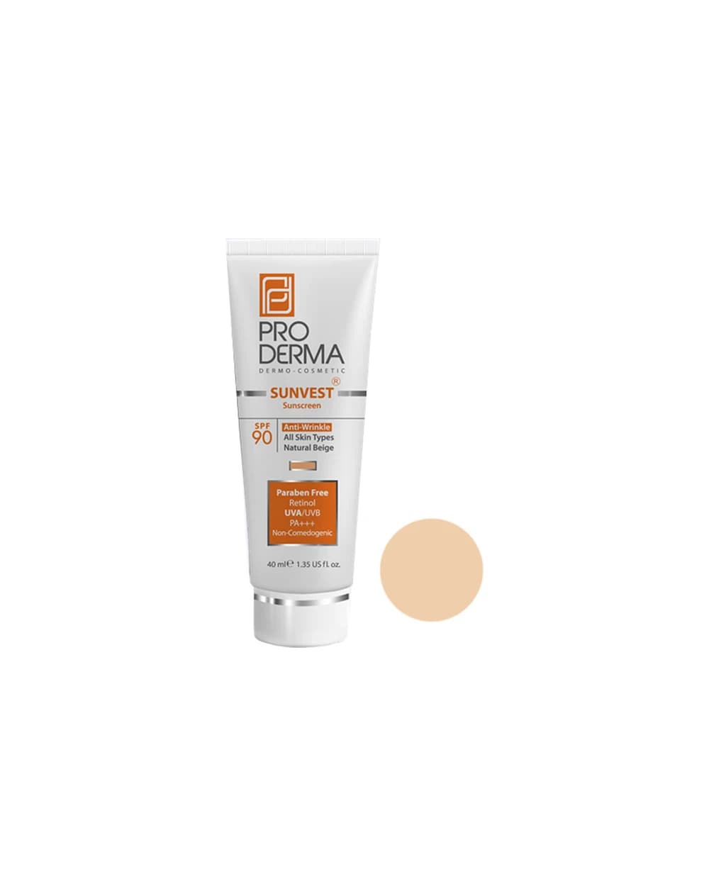 کرم ضد آفتاب و ضد چروک رنگی SPF90 پرودرما 40ml