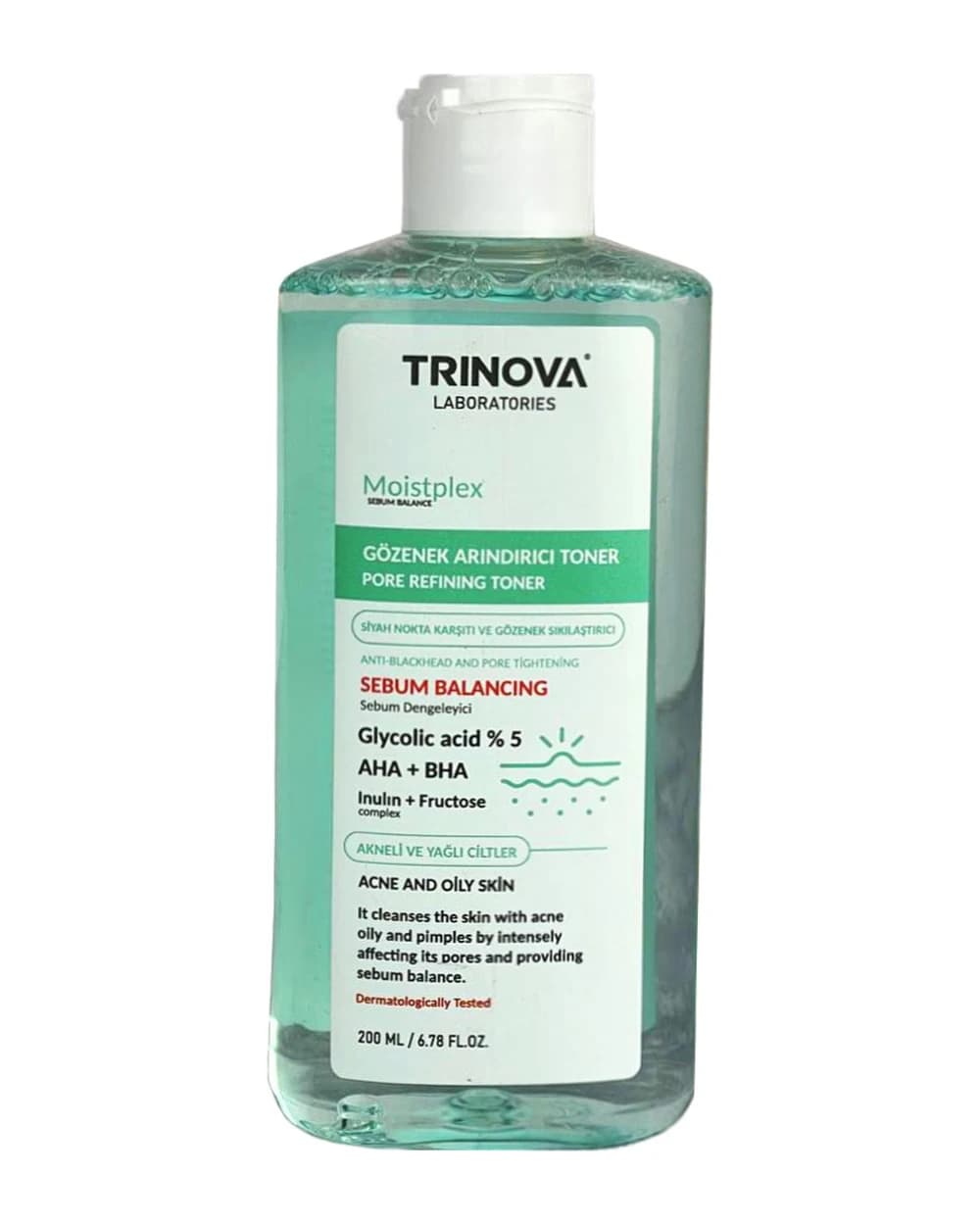 تونر حاوی گلیکولیک اسید 4% و AHA+ BHA ترینوا 200ml