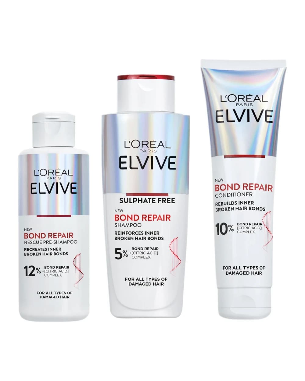 L’Oréal Paris Elvive Bond Repair 3 Step Routine Bundle For Damaged Hair