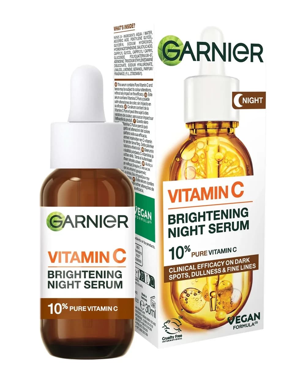 Garnier Siero Notturno Anti-macchie con 10% di Pura Vitamina C e Acido Ialuronico 30 ml