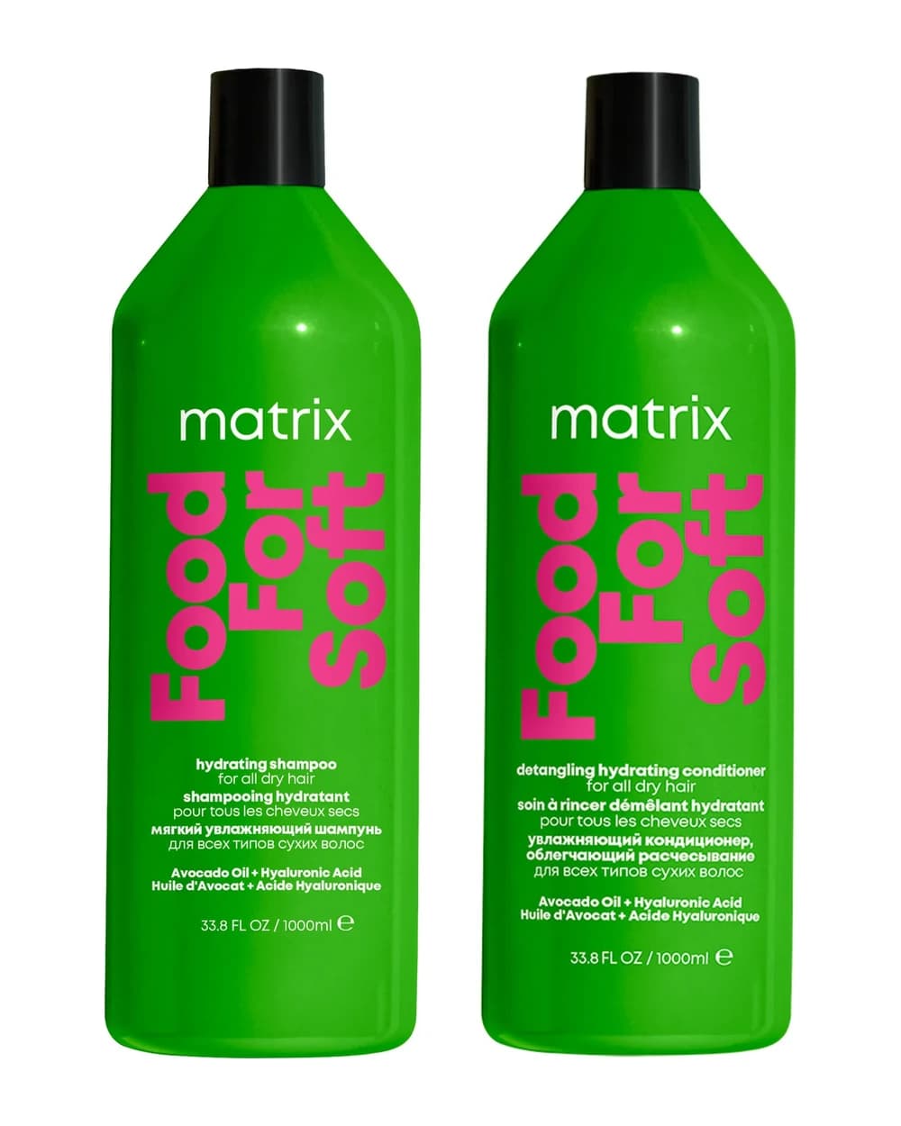 Matrix Food for Soft Hydrating 1000ml Shampoo and Conditioner with Avocado Oil and Hyaluronic Acid for Dry Hair Duo