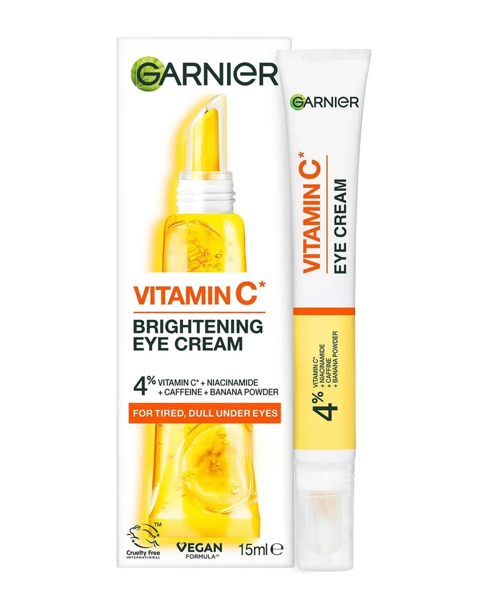 Garnier Crema Contorno Occhi Illuminante con 4% di Vitamina C, Niacinamide, Caffeina e Polvere di Banana 15 ml