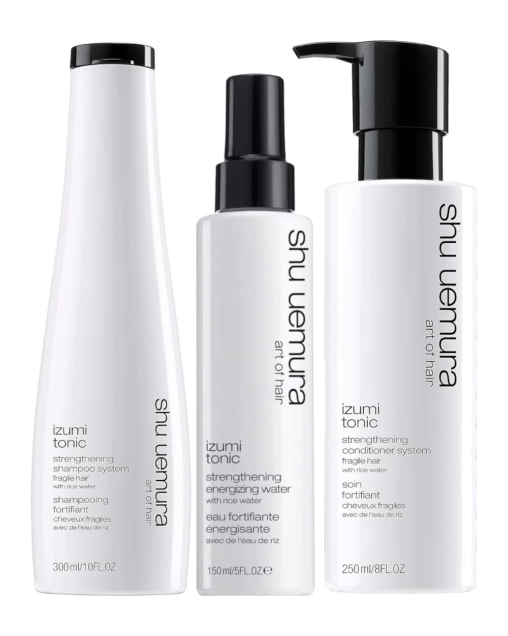 Shu Uemura Art of Hair Izumi Tonic Rice Water Shampoo, Conditioner and Hair Tonic Water Routine