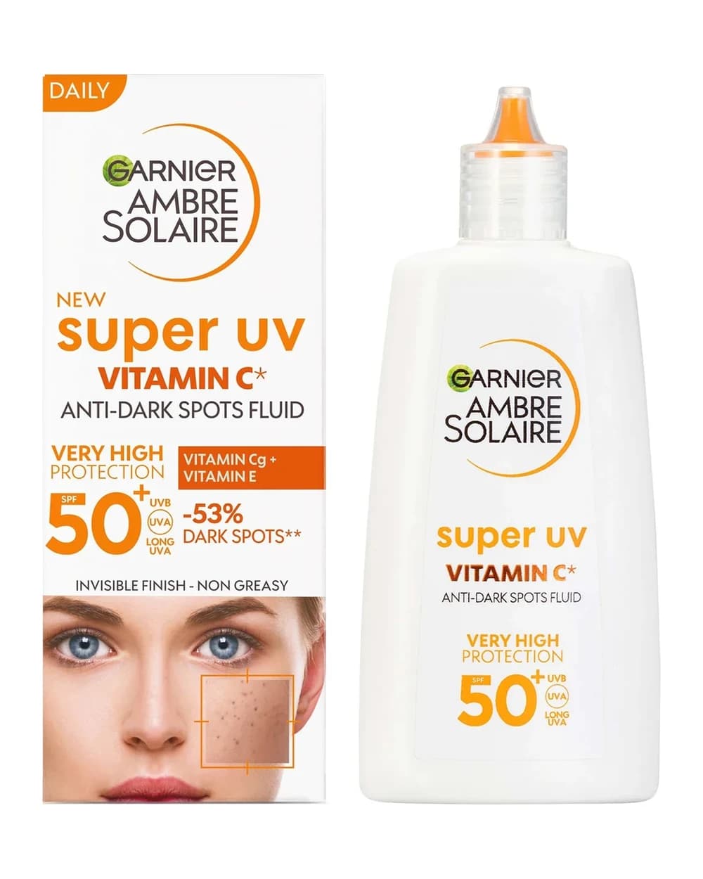 Garnier Ambre Solaire Super UV Fluido Viso alla Vitamina C Quotidiano SPF 50+ 40 ml
