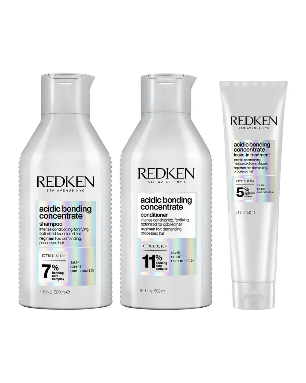 Redken Acidic Bonding Concentrate Shampoo 500ml, Conditioner 500ml and Leave-in Treatment 150ml Bond Repair Supersize Bundle