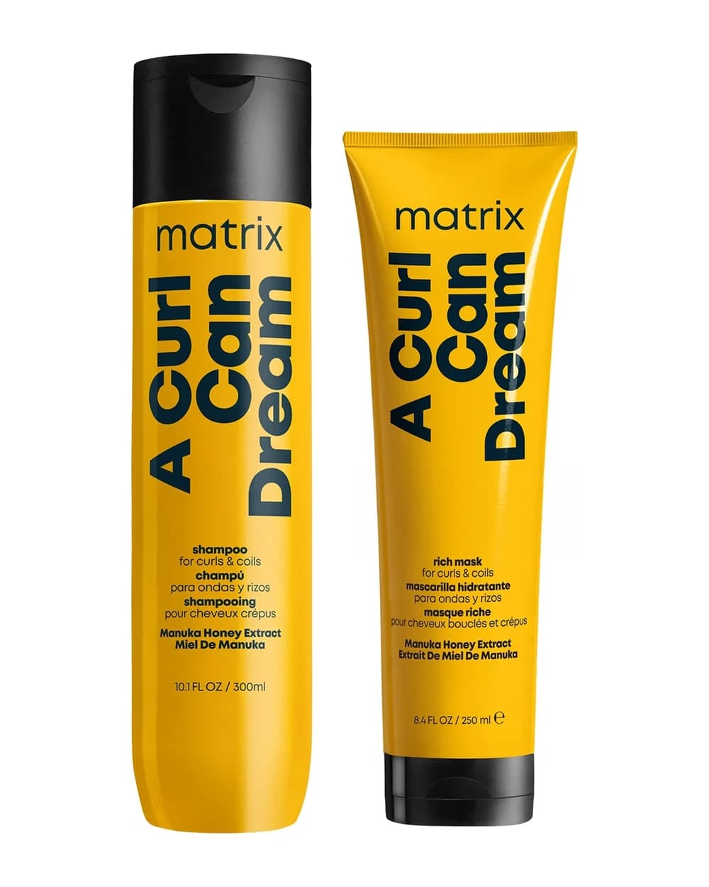 Matrix A Curl Can Dream Cleansing Shampoo Infused with Manuka Honey Extract 300ml and Hair Mask 250ml Bundle for Curls and Coils