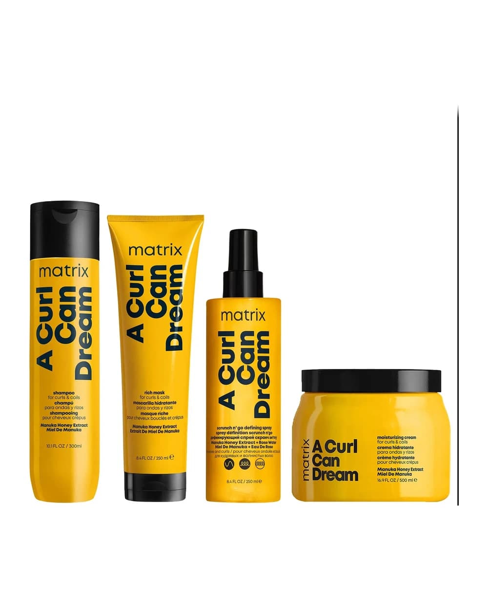 Matrix A Curl Can Dream Shampoo Hair Mask Moisturising Cream and Scrunch 'N' Go Defining Spray for Wavy and Curly Hair