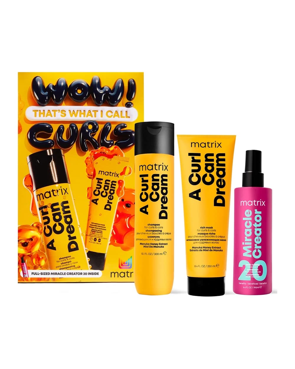 Matrix A Curl Can Dream Shampoo, Hair Mask and Miracle Creator Haircare Gift Set for Moisturising and Defining Curls/Coils