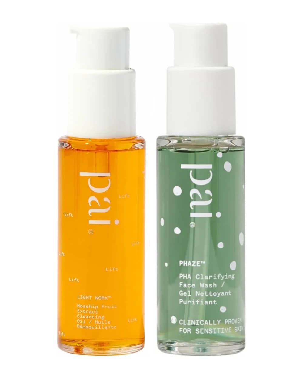 Pai Skincare Double Cleanse Duo - Light Work Rosehip Cleansing Oil 28ml and Phaze Rebalancing PHA Cleanser 28ml