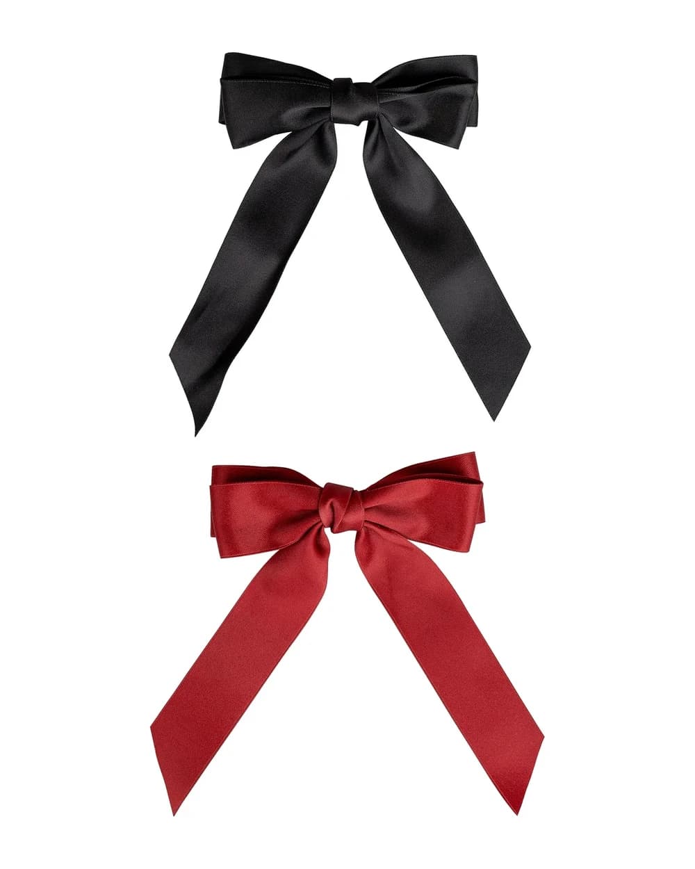 brushworks Satin Hair Bow Duo – Red and Black