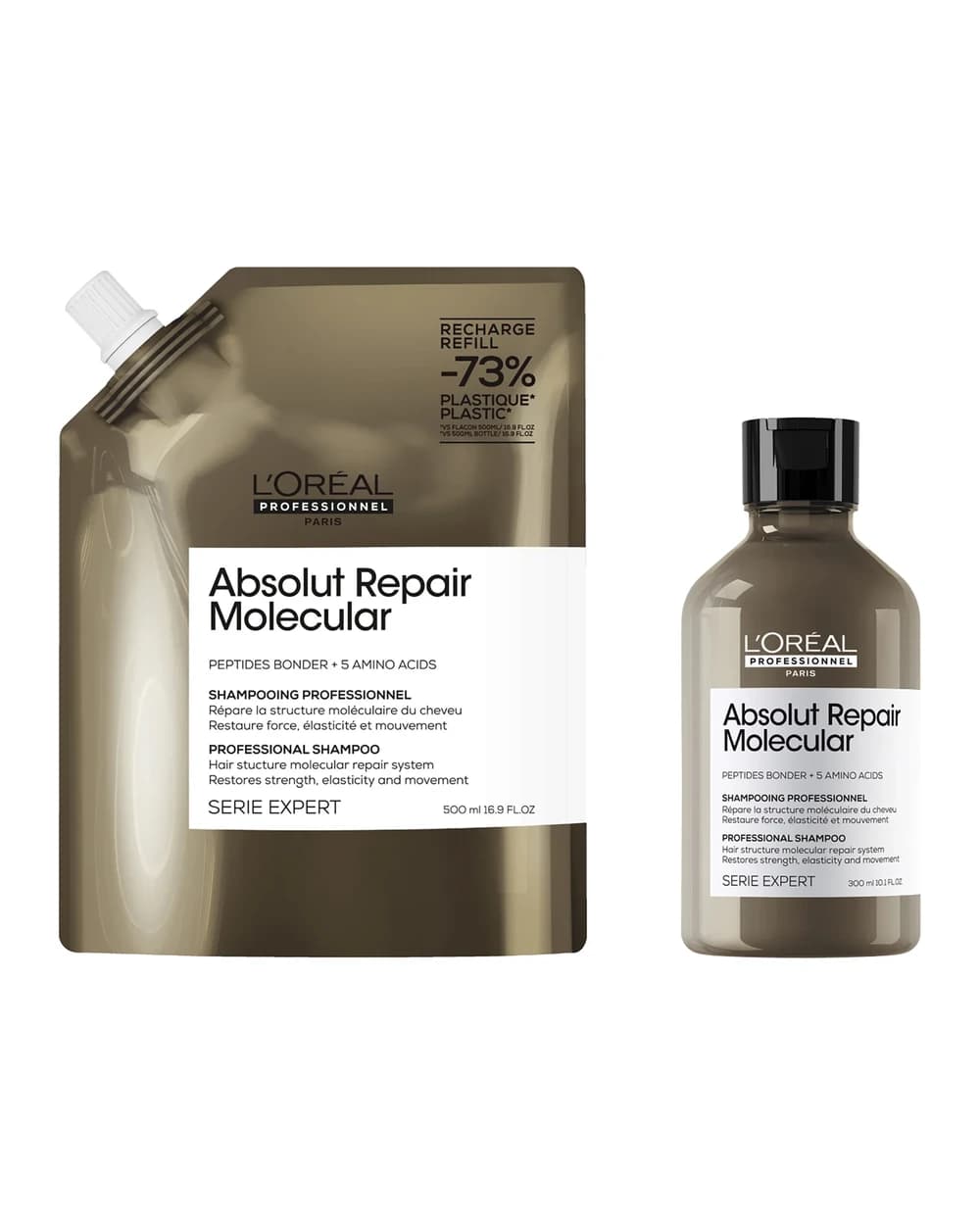 L’Oréal Professionnel Absolut Repair Molecular Shampoo 300ml and Refill Pack 500ml for damaged hair