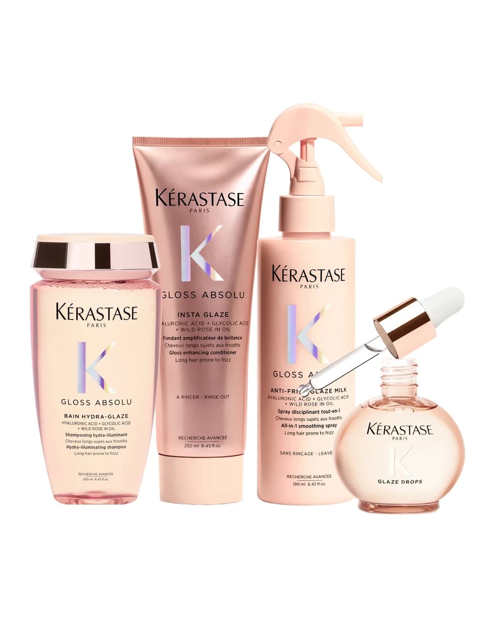 Kérastase Gloss Absolu Shampoo, Conditoner, Milk and Oil Bundle