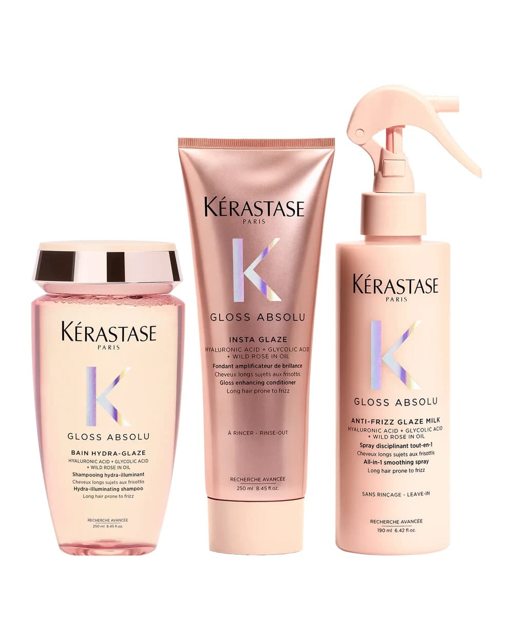 Kérastase Gloss Absolu Shampoo, Conditoner and Milk Bundle