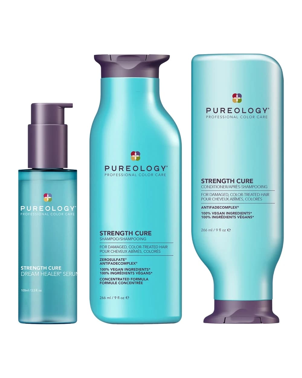 Pureology Strength Cure Shampoo & Conditioner 266ml With Strength Cure Serum 100ml