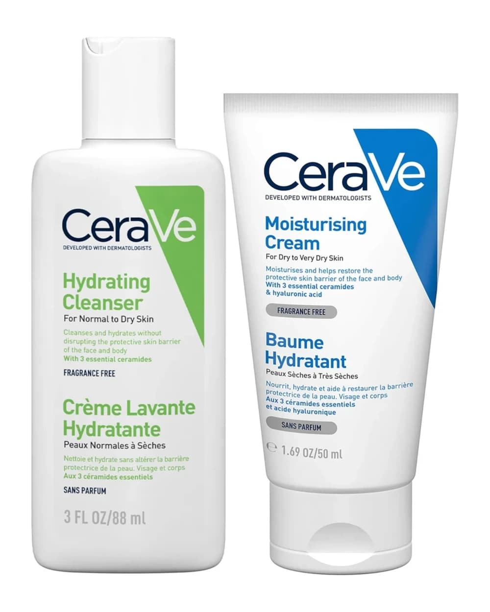 CeraVe Travel Size Hydrating Cleanser & Moisturising Cream for Normal to Dry Skin