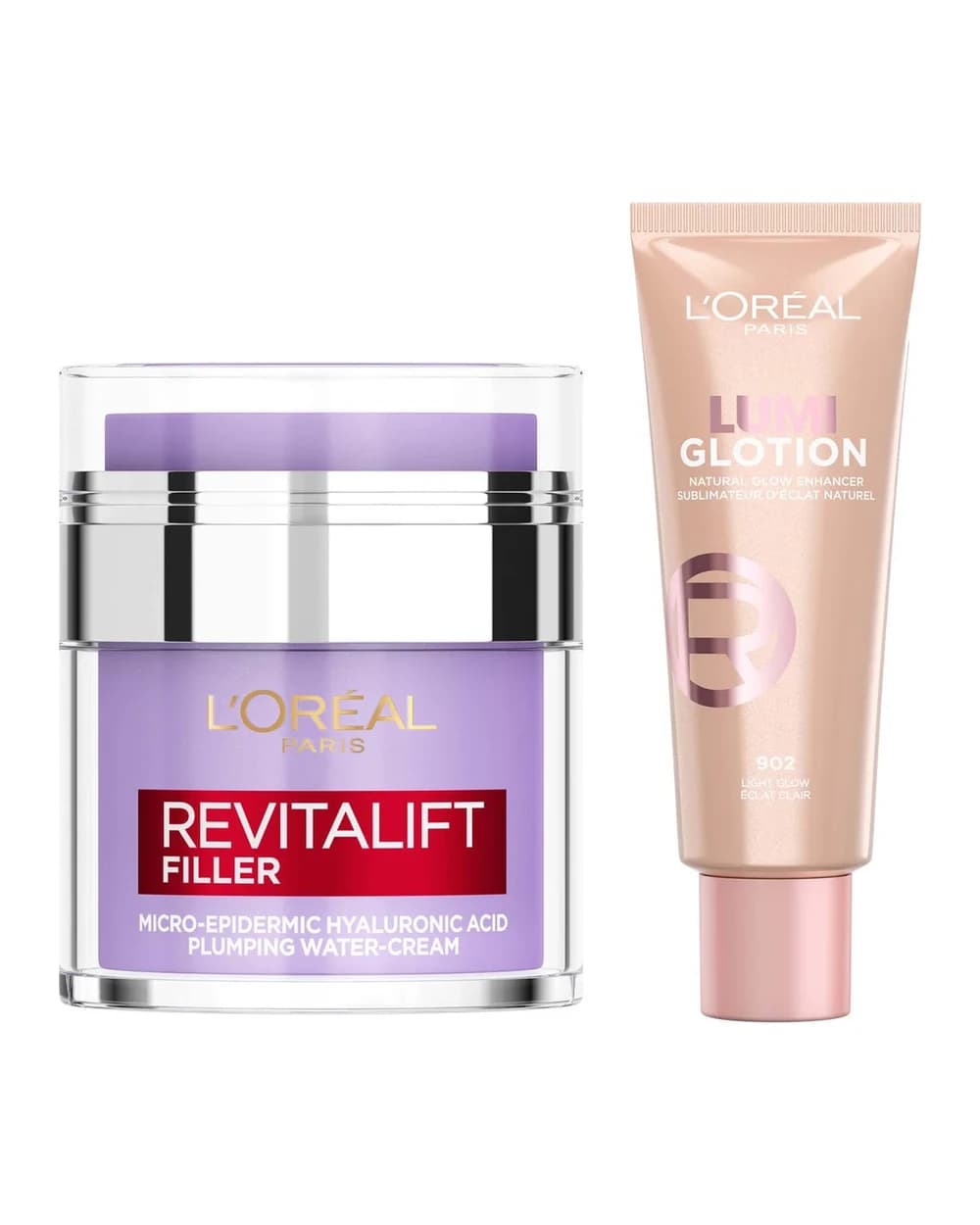 L'Oréal Paris Hyaluronic Filler Water Cream & Lumi Glotion Bundle (Various Shades)