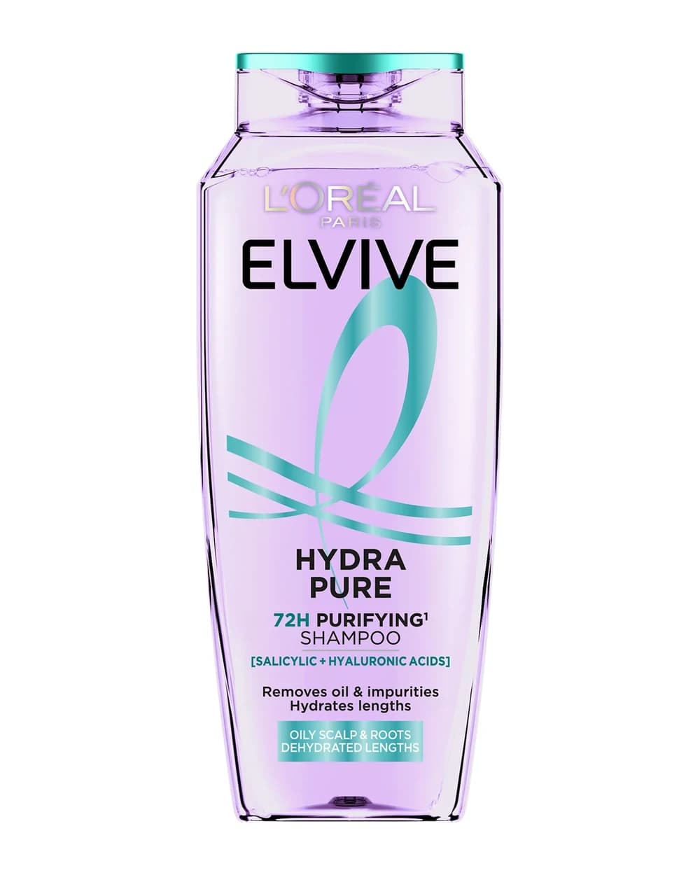 L’Oréal Paris Elvive Hydra Pure 72H Purifying Shampoo with Hyaluronic & Salicylic Acids for Oily Scalp & Dehydrated Lengths 500ml