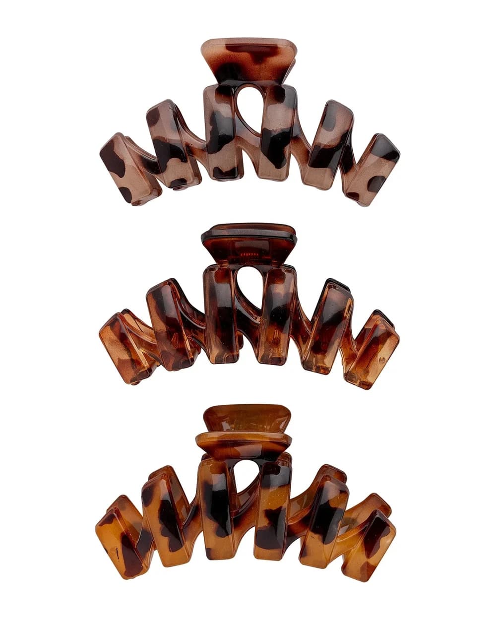 brushworks Pinze per Capelli Tartarugate - Confezione da 3