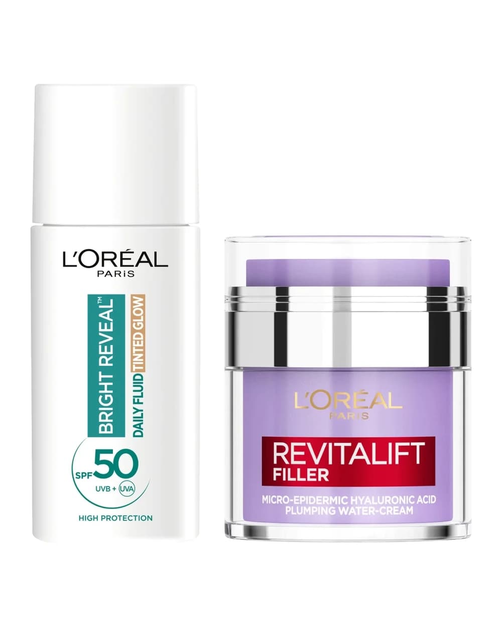 L'Oreal Paris Hyaluronic Filler Water Cream & Tinted Glow SPF50+ (Various Shades)