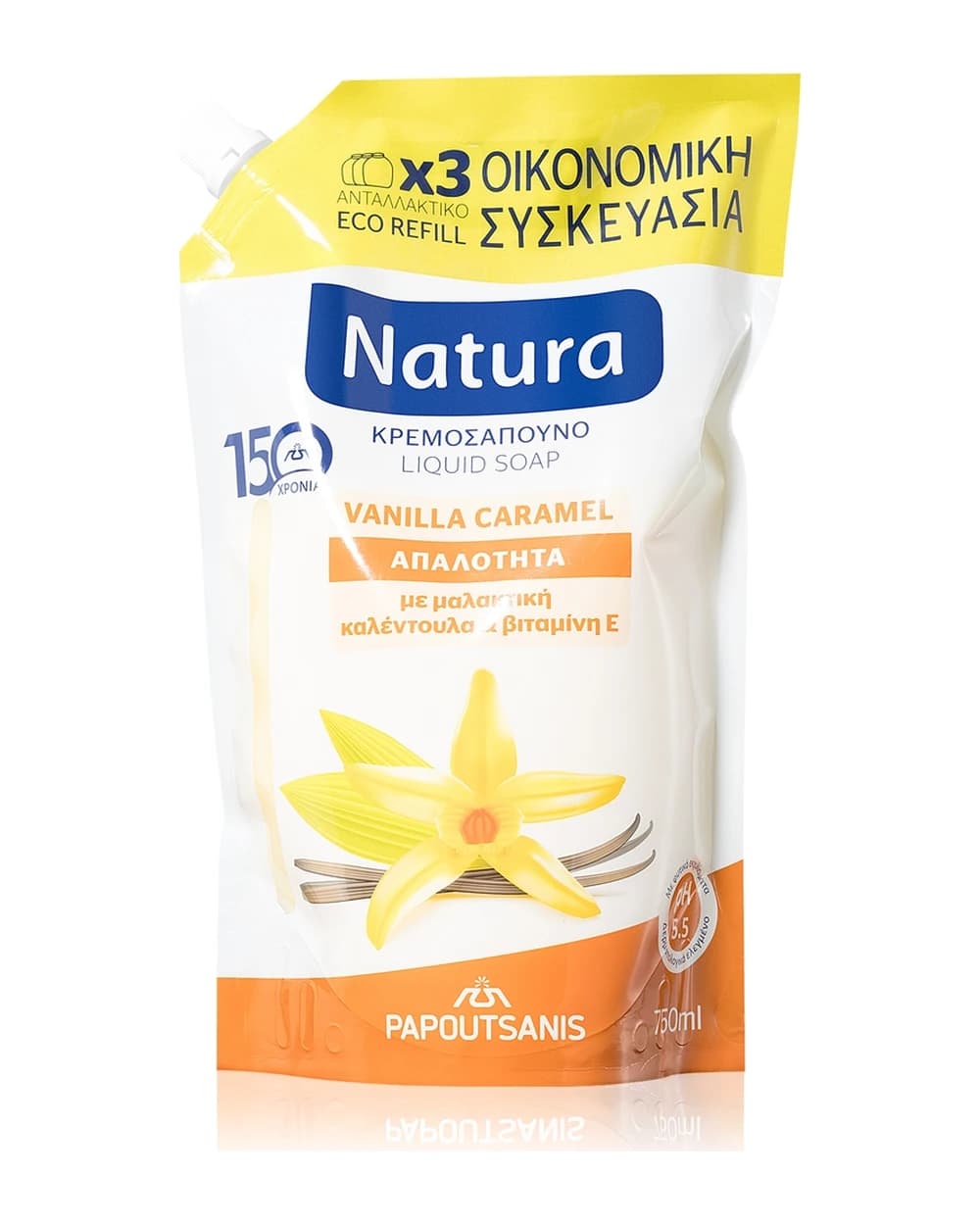 PAPOUTSANIS Natura Vanilla Caramel sapone liquido ricarica