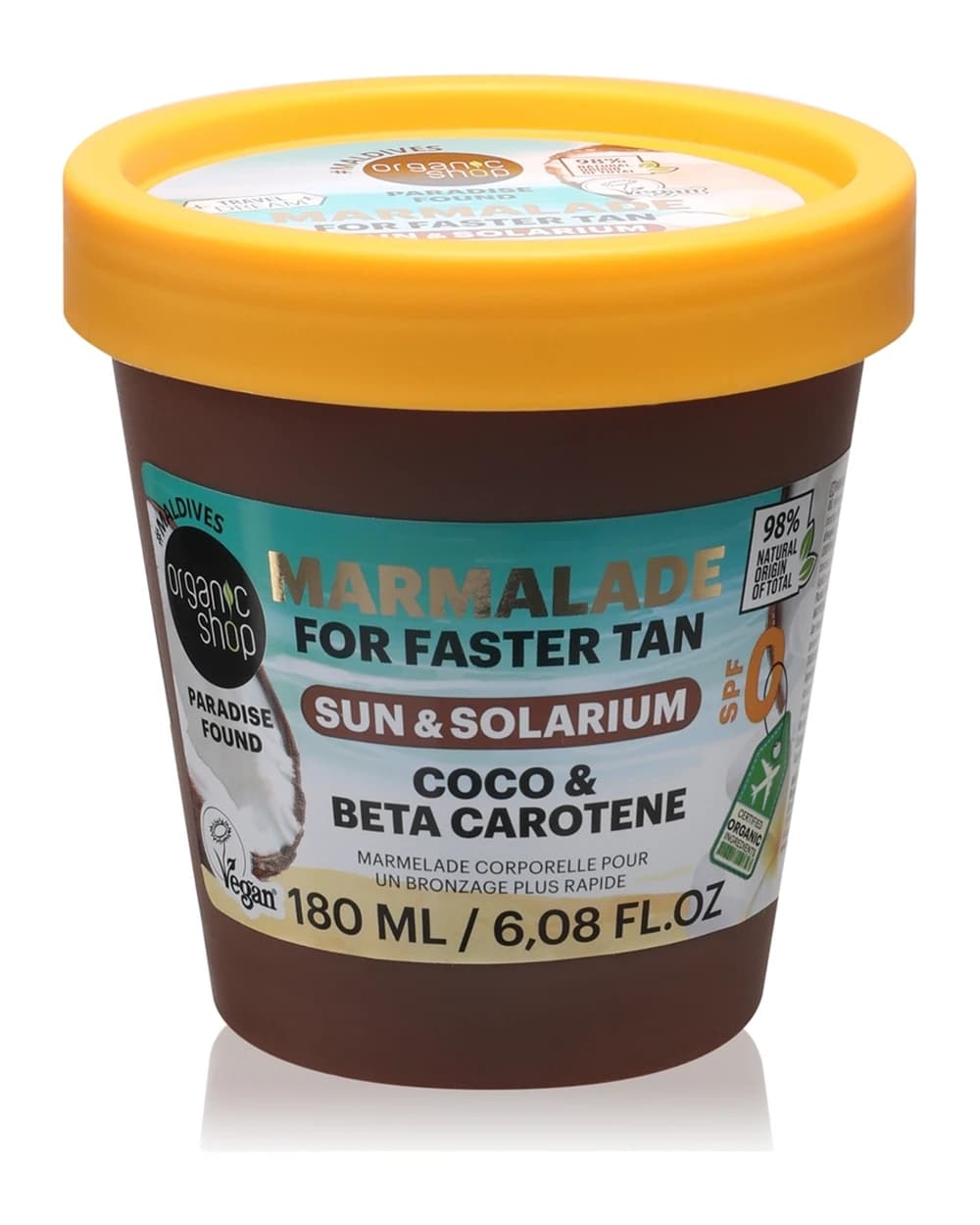 Organic Shop Paradise Found Coco & Beta Carothene burro corpo per stimolare l'abbronzatura
