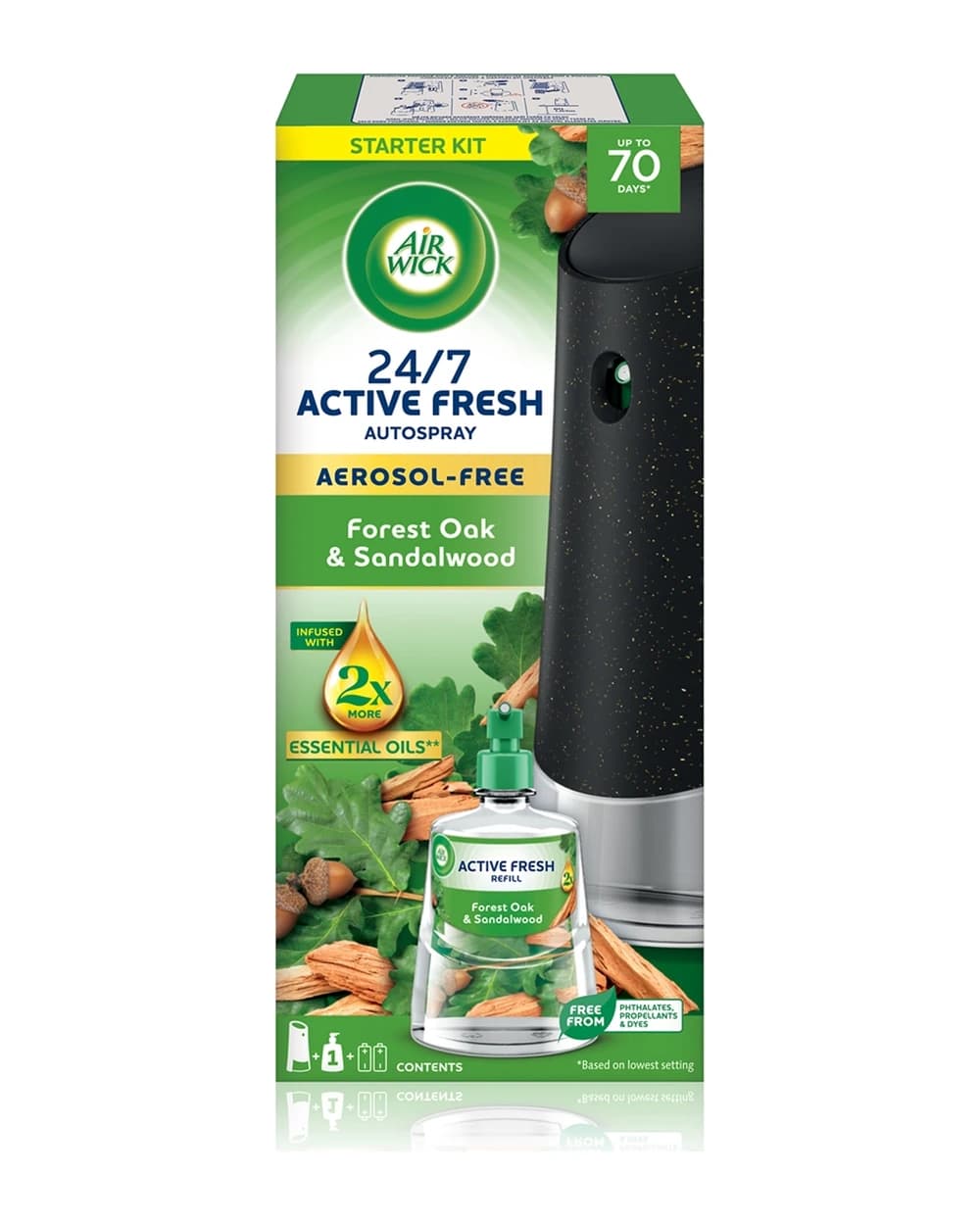 Air Wick Active Fresh Forest Oak & Sandalwood deodorante automatico con ricarica