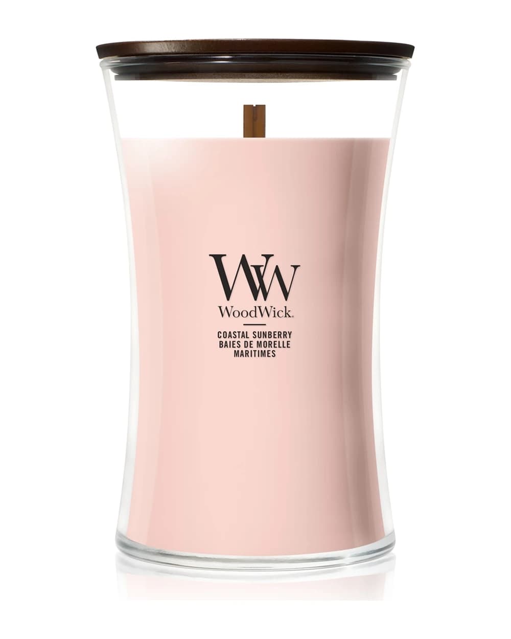 Woodwick Coastal Sunberry candela profumata con stoppino in legno
