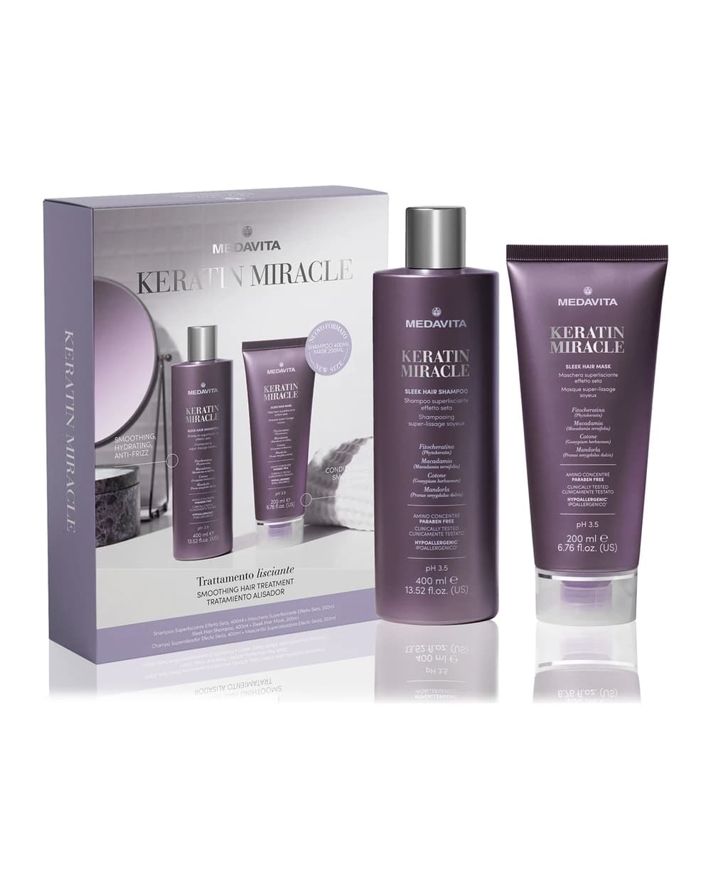 Medavita Keratin Miracle Sleek Hair Kit confezione regalo per capelli delicati