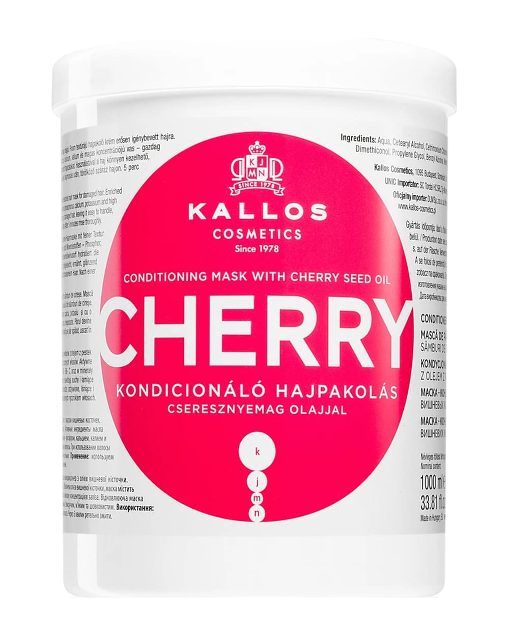 Kallos KJMN Professional Cherry maschera idratante per capelli rovinati