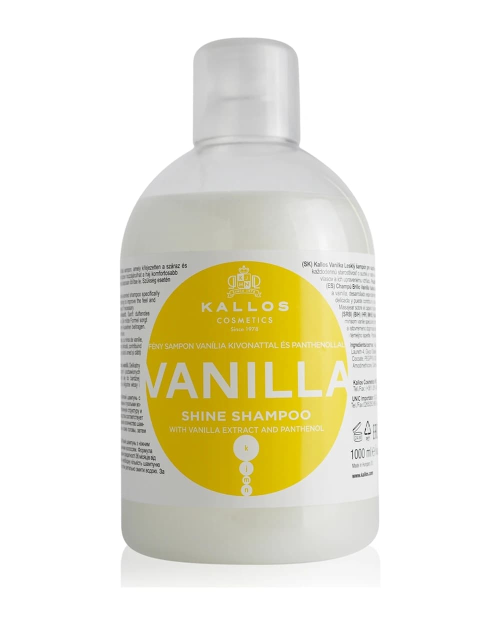 Kallos KJMN Professional Vanilla shampoo illuminante per capelli secchi